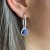 C-SHaped Hoop Earrings - Silver Blue