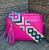 SILVER HARDWARE Bag Strap - Hot Pink Embroided Aztec