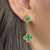 Stainless Steel Clover Drop Earrings - Green