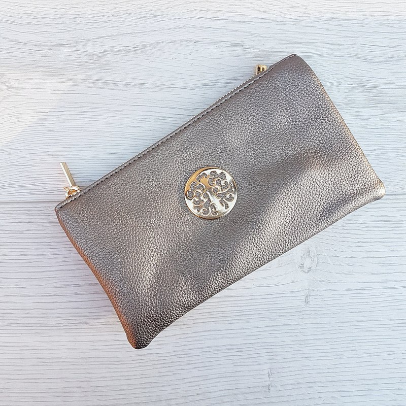 pewter clutch bag
