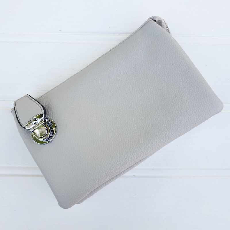 pale grey clutch bag