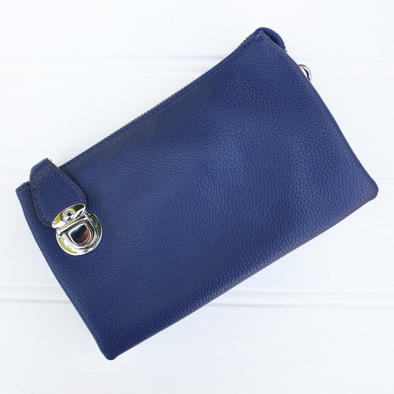 navy leather clutch bag uk