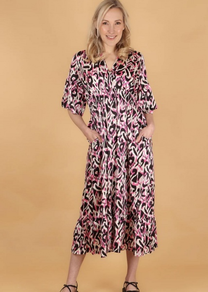 Ikat Print Dress - Pink