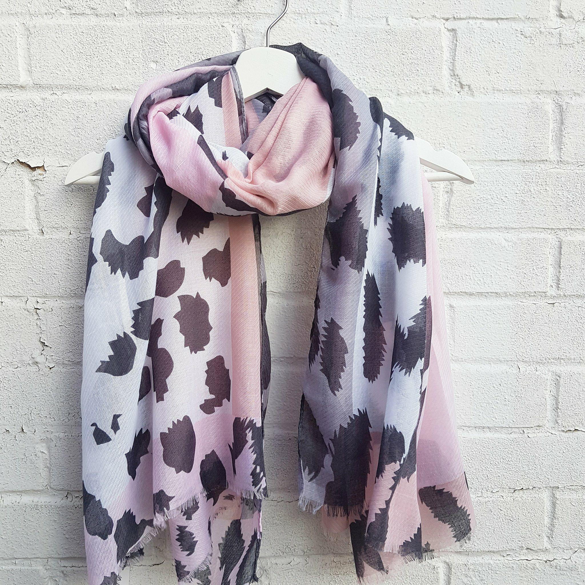 pink print scarf